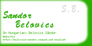 sandor belovics business card