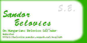 sandor belovics business card